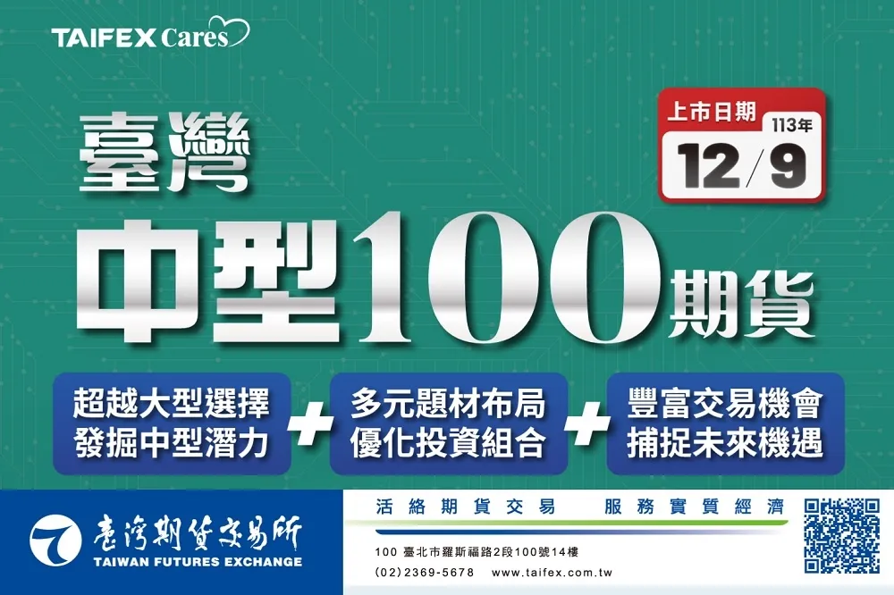 臺灣期貨交易所推出「臺灣中型100指數期貨」　深化期貨市場商品多元性