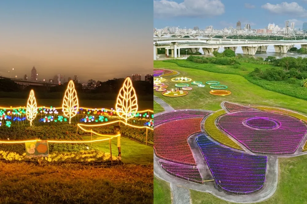 新北鴨鴨公園地景藝術展登場！10 萬盆花海夢幻綻放、入夜有浪漫光雕秀