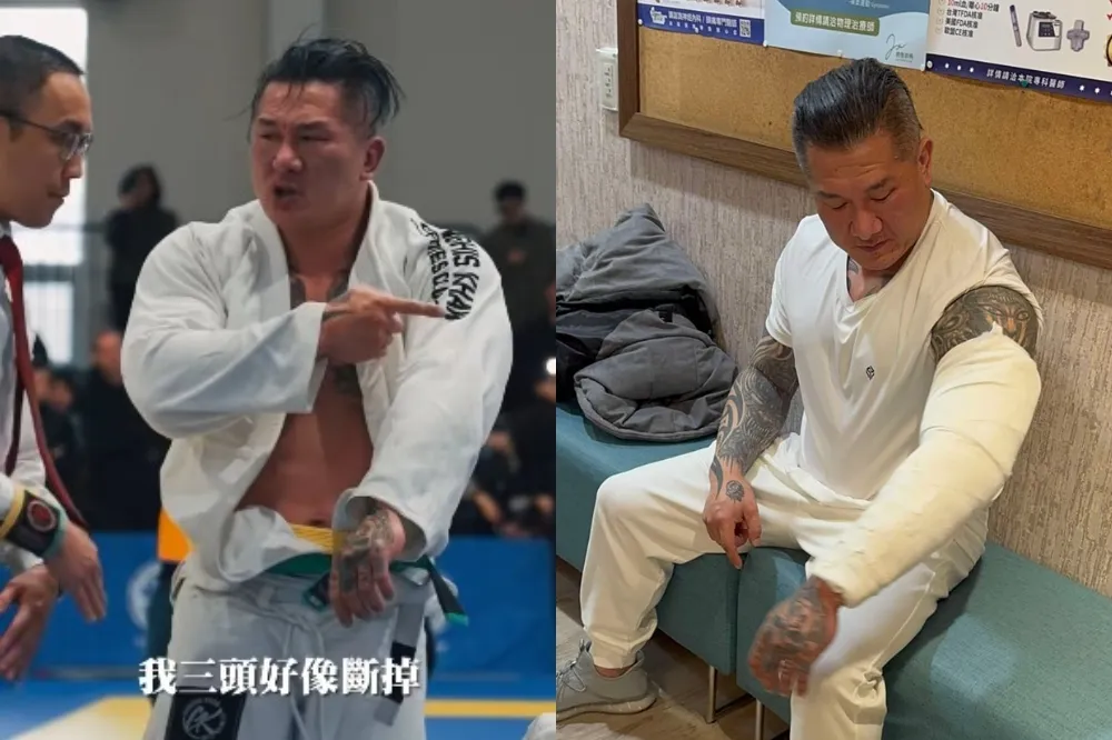 館長比完柔術賽「三頭肌斷掉」　左手打石膏喊：經不起歲月摧殘