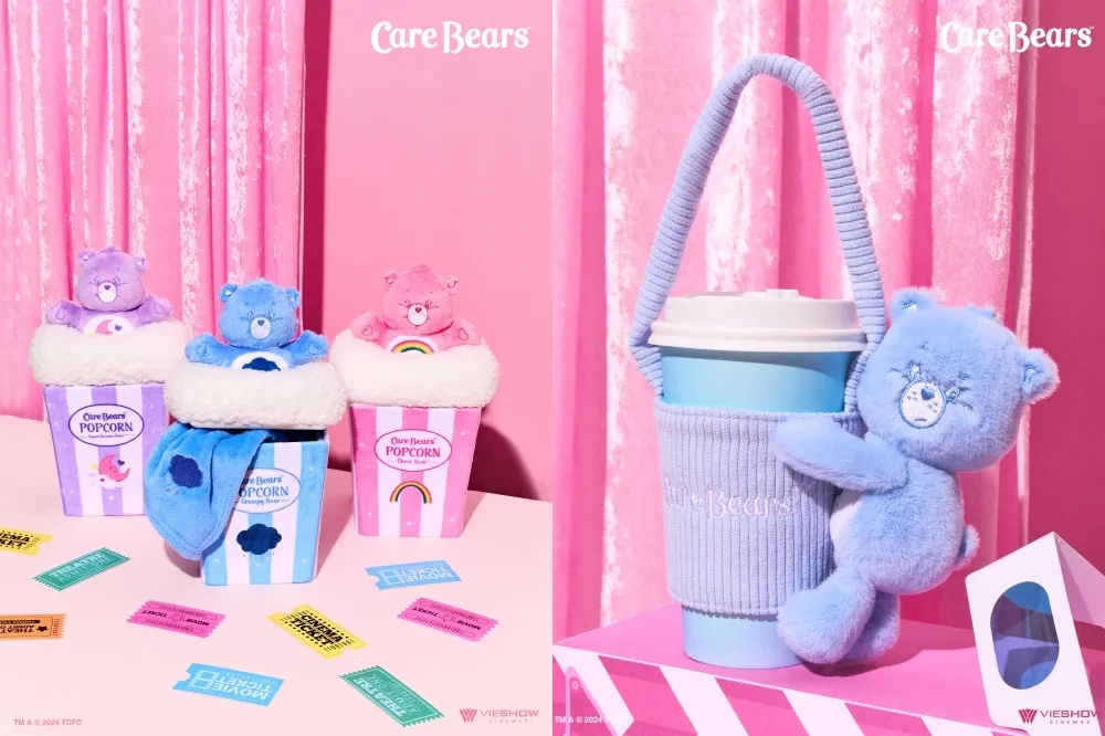 威秀影城推 Care Bears 限定周邊！爆米花桶造型毯、玩偶杯套盲盒、手機夾掛繩「這時」開賣