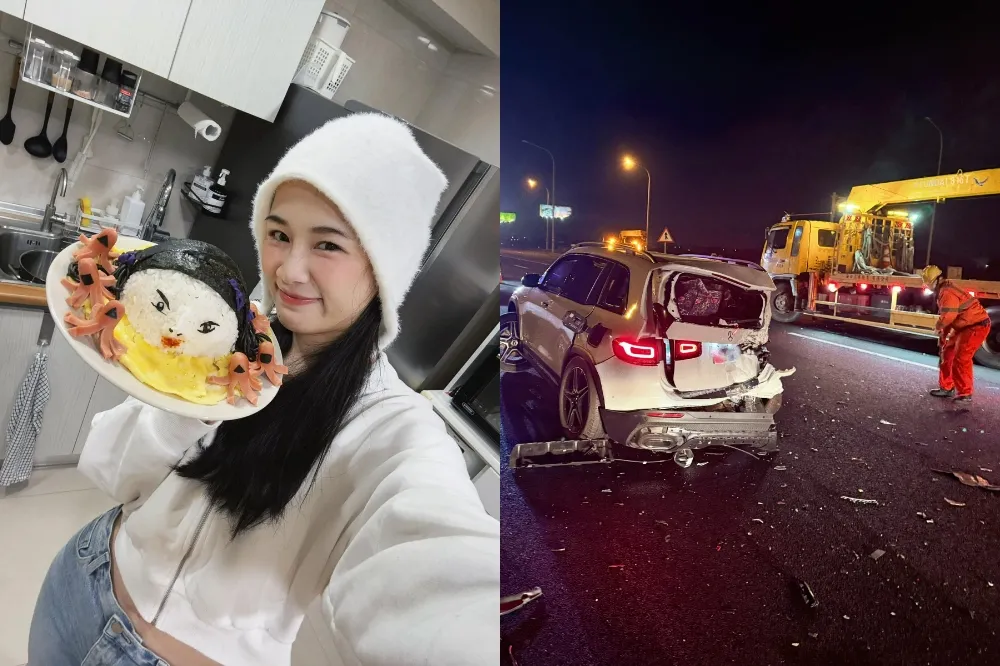 百萬網紅「千千」遭酒駕追撞　氣囊全爆、愛車半毀：活著平安就好