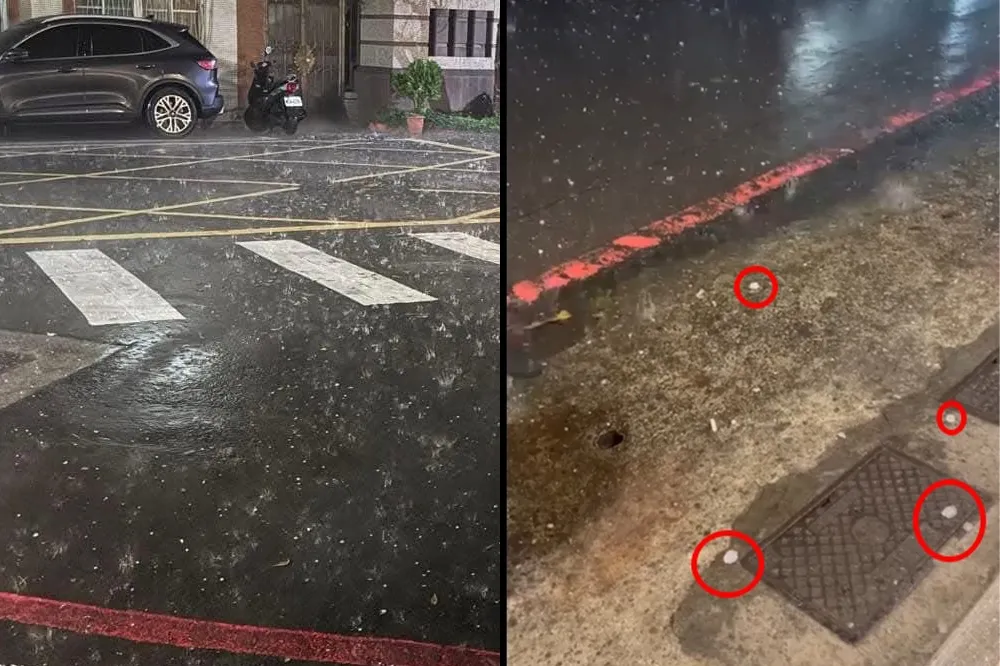 【有片】雙北凌晨下起「超商冰塊大小」冰雹　民眾哀號：車窗、板金完蛋了