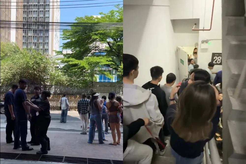 【有片】旅泰台人地震驚恐逃生：像沙丁魚擠逃生梯　邊逃牆壁邊在裂