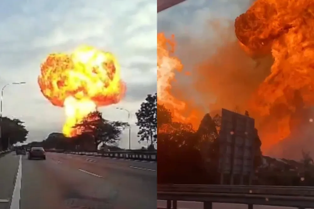 【有片】馬來西亞氣爆炸出蕈狀雲　火勢轟鳴如噴射機釀逾百傷