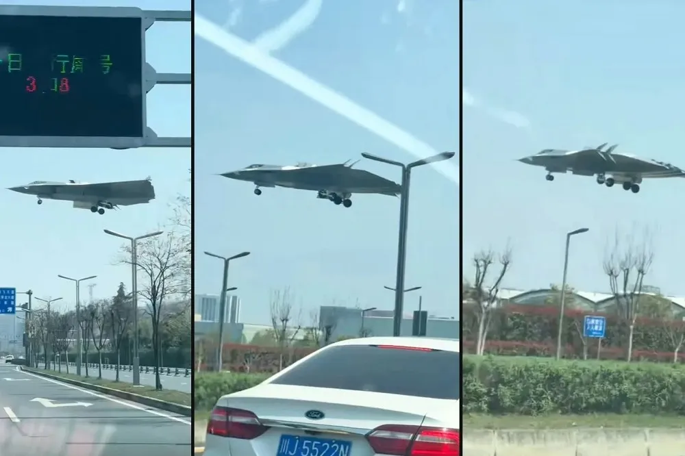 【有片】解放軍6代戰機「殲-36」近距離曝光　三發動機低空掠過路燈震撼民眾