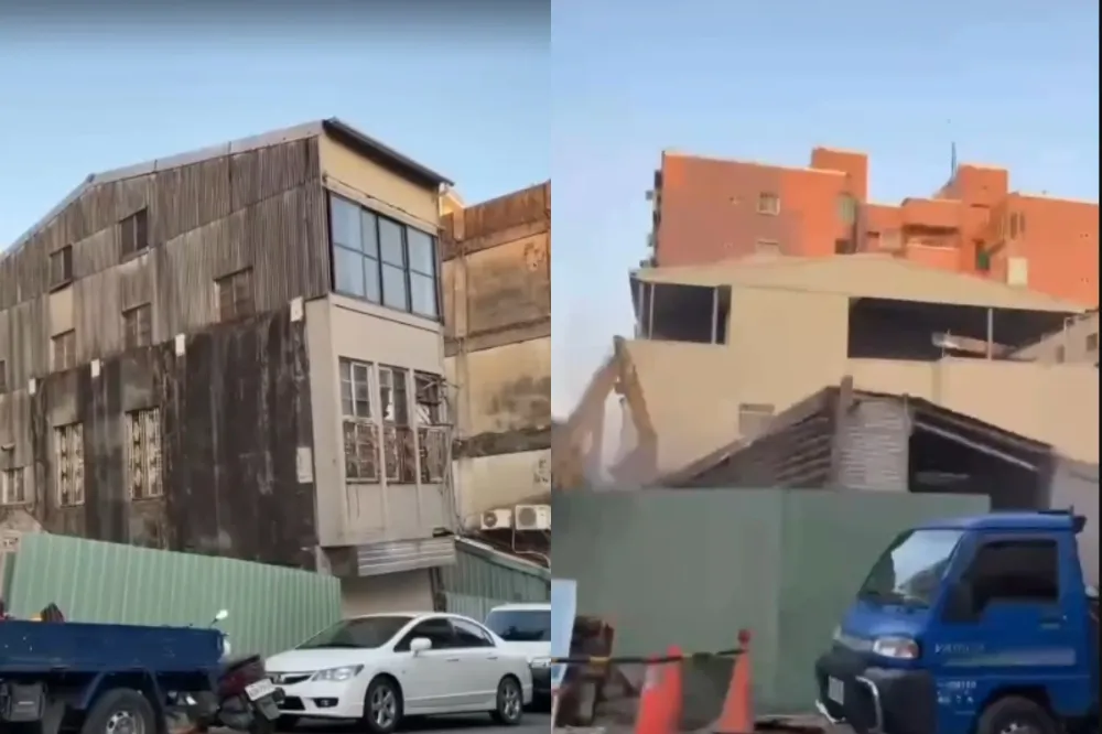 【有片】這不是AI合成！台南新建案挖地基　隔壁3層樓透天厝竟倒塌崩毀