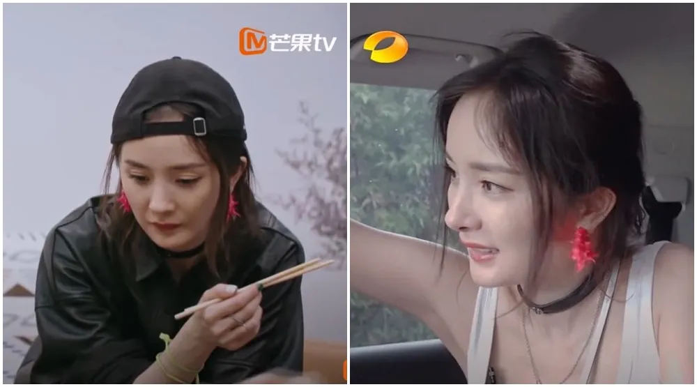 中國女星楊冪在真人秀《花兒與少年》第二集最後累到一身狼狽