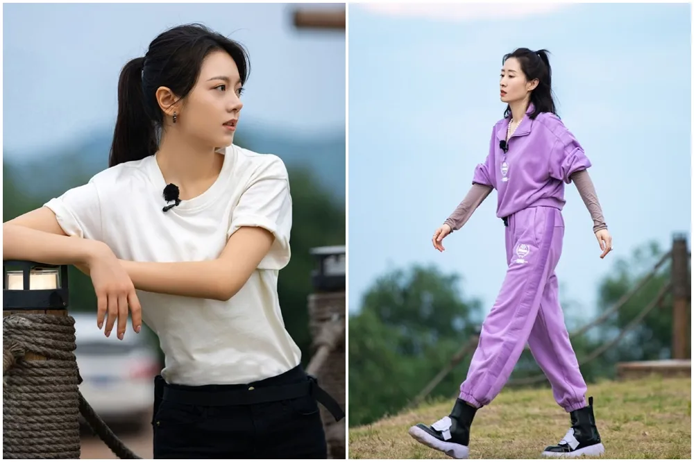 中國女星趙今麥與劉敏濤在實境節目《花兒與少年》都是休閒打扮