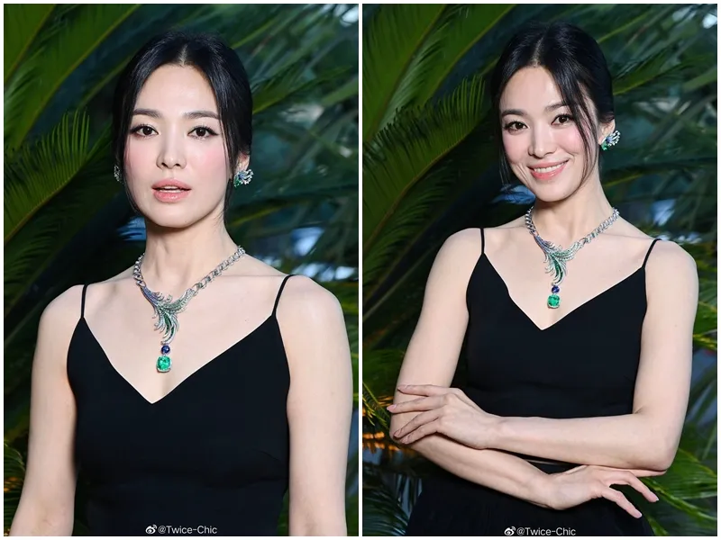 韓星宋慧喬在巴黎的未精修照片，嘴角明顯浮出紋路。