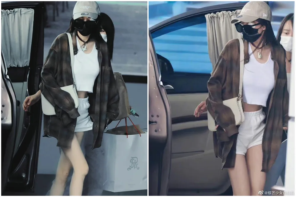 中國女星楊冪眼睛受傷後第一次現身機場