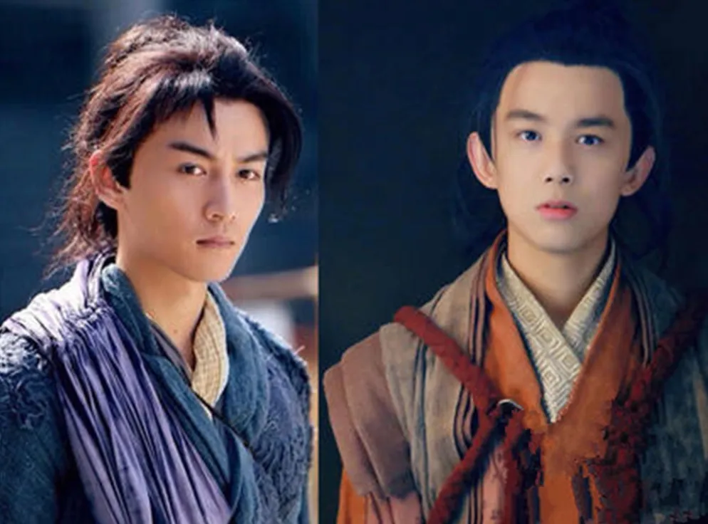 吳磊在金庸經典武俠劇《神鵰俠侶》飾演「楊過」陳曉（左圖）的少年時期，