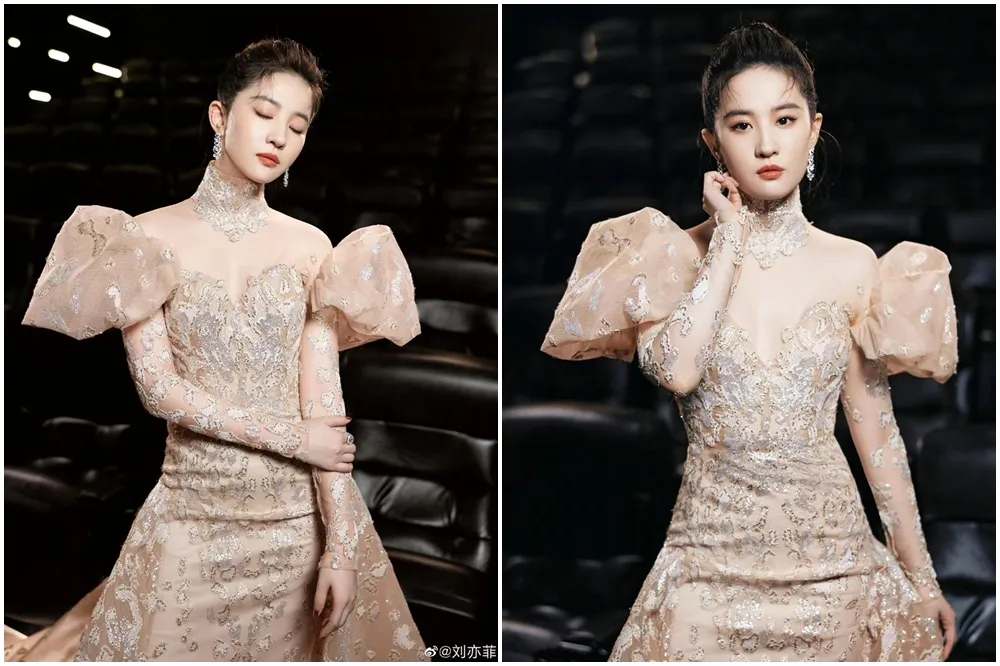 2022年劉亦菲登上微博之夜紅毯禮服造型