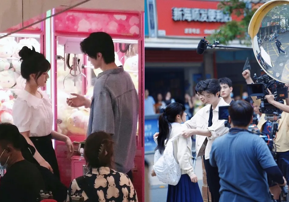 趙露思與陳哲遠的校園愛情新戲《偷偷藏不住》開拍，現場拍攝花絮照流出
