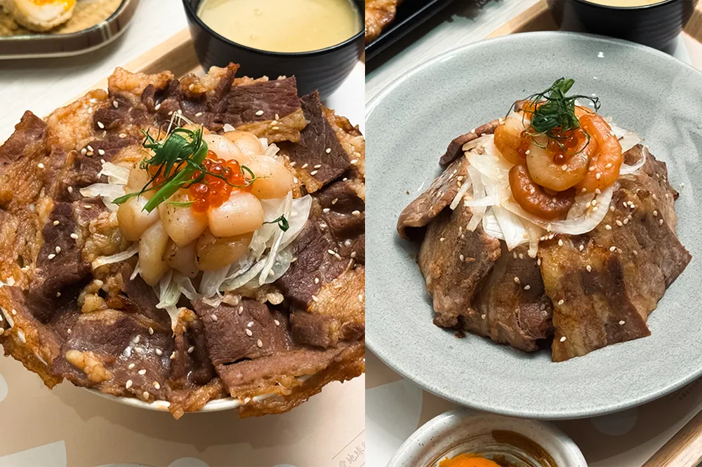 定食8 X 老井極上燒肉「推薦菜單」十勝燒蝦厚豚丼、極上鮭貝燒牛丼