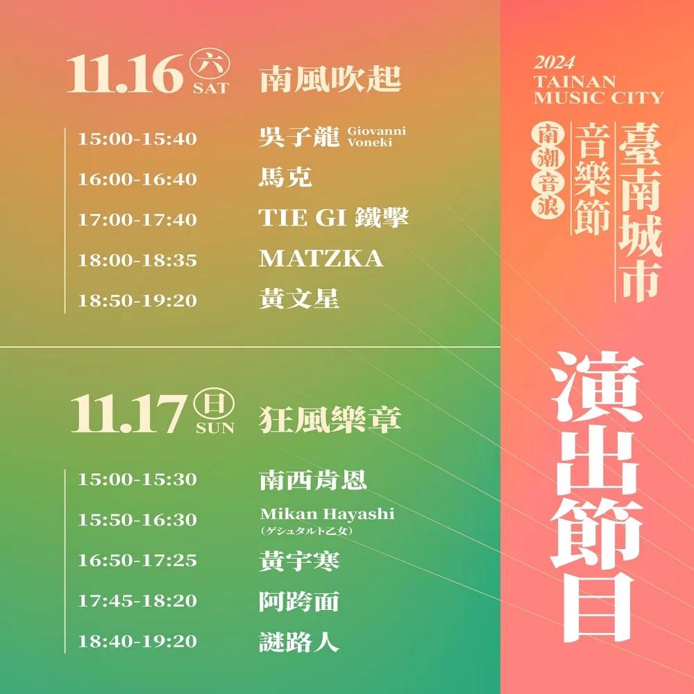 2024 台南城市音樂節水交社登場！黃文星、Matzka 開唱 順逛文創市集、吃餐車美食 -- 上報 / 生活