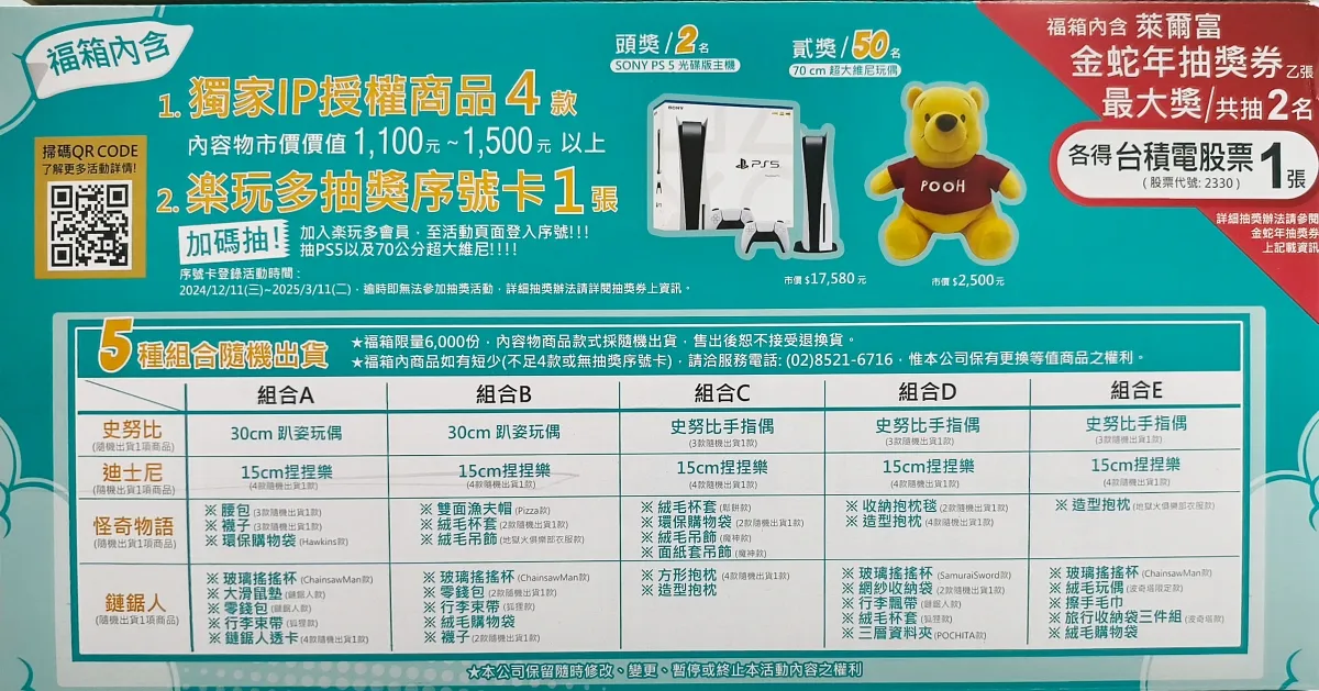 【2025 福袋開箱片】萊爾富大獎抽「台積電股票」！福袋、IP 福箱、3C 福袋、機能服飾品牌福箱等 5 種春節福袋現正熱賣中