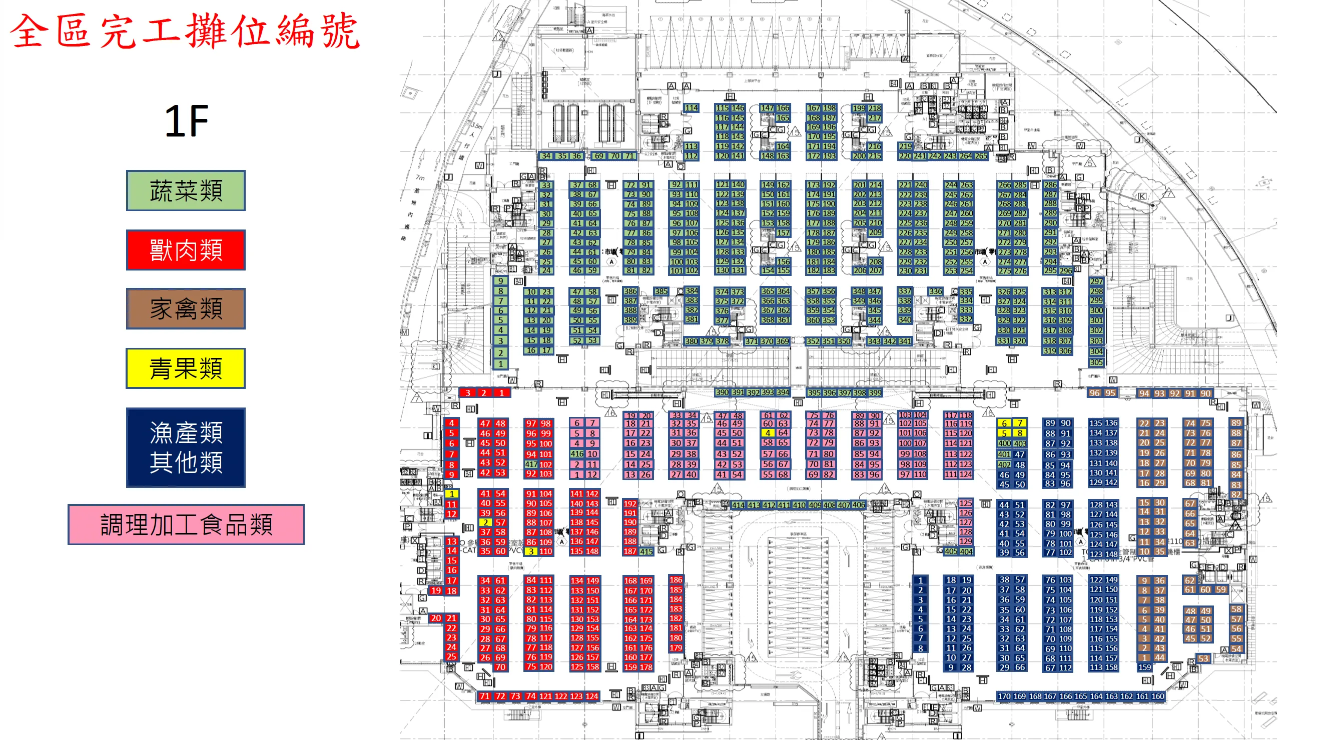 環南市場攤位圖 1 樓